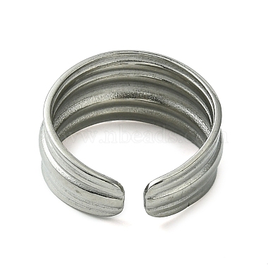 304 Stainless Steel Grooved Open Cuff Ring(RJEW-L110-007P)-3