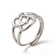 304 Stainless Steel Double Heart Adjustable Ring for Women(RJEW-P081-02P)-1