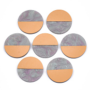 Resin Cabochons, Two Tone, Flat Round, Sandy Brown, 30x3mm(CRES-S360-01C)