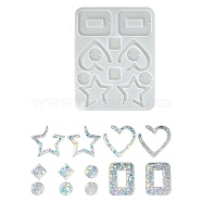 DIY Heart/Star/Rectangle Pendant Silicone Molds, Resin Casting Molds, for UV Resin, Epoxy Resin Jewelry Making, Creamy White, 124x95x4mm(DIY-YW0008-03)