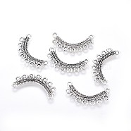 Tibetan Style Alloy Chandelier Component Links, Arcuate, Antique Silver, 14x27x1mm, Hole: 1.6mm(TIBE-L003-012AS)