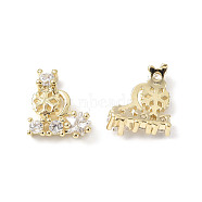 Brass Micro Pave Clear Cubic Zirconia Cabochons, Snowflake & Star & Moon, Real 18K Gold Plated, 9.5x8x3mm(KK-A174-13G)