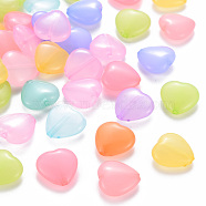 Transparent Acrylic Beads, Dyed, Heart, Mixed Color, 13.5x14x6mm, Hole: 1.5mm(X-TACR-S154-54E)