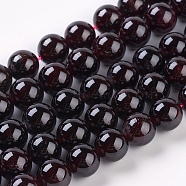 Gemstone Beads Strands, Natural Garnet, Round, 10mm, Hole: 1mm, about 19pcs/strand, 8 inch(G-G099-10mm-36)