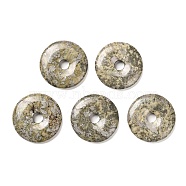 Natural Pyrite Pendants, Donut/Pi Disc Charms, 40~41x7~8mm, Hole: 8mm(G-R437-03)