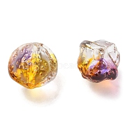 Transparent Baking Paint Glass Beads, Nut, Gold, 12x13x12mm, Hole: 1.2mm(DGLA-E003-01A)