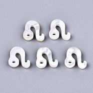 Natural White Shell Beads, Mother of Pearl Shell Beads, Top Drilled Beads, Constellation/Zodiac Sign, Leo, 11.5x11.5x2.5mm, Hole: 0.8mm(X-SSHEL-ZX004-02J)