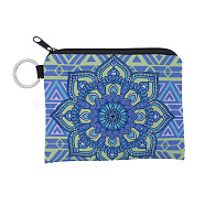 Mandala Flower Pattern Polyester Clutch Bags, Change Purse with Zipper & Key Ring, for Women, Rectangle, Light Sky Blue, 12x9.5cm(PAAG-PW0016-03L)