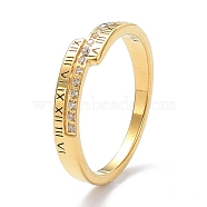 Ion Plating(IP) 304 Stainless Steel Finger Rings, with Crystal Rhinestone, Roman Number, Golden, US Size 6~9(16.5~18.9mm)(RJEW-J071-14-G)