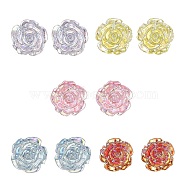 Resin Rose Stud Earrings, 304 Stainless Steel Jewelry, Mixed Color, 20x16mm(EJEW-JE05267)