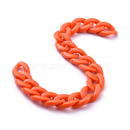 Handmade Opaque Acrylic Curb Chains, Orange, Links: 19x13.5x4.5mm, 39.37 inch(1m)/strand(X-AJEW-JB00662-04)