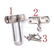 Stainless Steel Swing Bar Door Lock, Anti-Theft Clasp Back Locking Accessories, Stainless Steel Color, 10.15x6.35x2cm, Hole: 4.5mm(FIND-WH0070-30A)