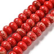 Synthetic Imperial Jasper Dyed Beads Strands, Rondelle, Red, 6~7x4~4.5mm, Hole: 1.2mm, about 90~94pcs/strand, 14.76''~15.08"(37.5~38.3cm)(G-D077-E01-02G)