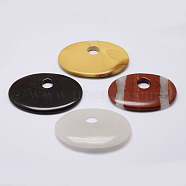 Natural Gemstone Big Pendants, Flat Oval, 60~64x42~46x7~8.5mm, Hole: 11mm(G-G647-22)