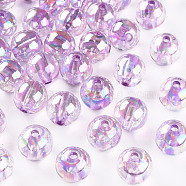 Transparent Acrylic Beads, AB Color Plated, Round, Lilac, 12x11mm, Hole: 2.5mm(X-MACR-S370-B12mm-746)
