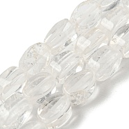 Natural Quartz Crystal Beads Strands, Rock Crystal Beads, Flat Oval, 6~6.5x4~4.5x2.5mm, Hole: 0.6mm, about 64pcs/strand, 15.94''(40.5cm)(G-M420-H17-03)