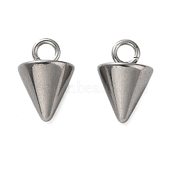 304 Stainless Steel Charms, Cone Charm, Stainless Steel Color, 9x6mm, Hole: 1.8mm(STAS-M323-30P)