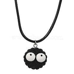 Cartoon Cookies Resin Pendant Necklaces, with Imitation Leather Cords, Black, 17.72 inch(45cm)(NJEW-JN04553)