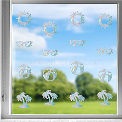 16 Sheets 4 Styles Waterproof PVC Colored Laser Stained Window Film Static Stickers, Electrostatic Window Decals, Beach Theme Pattern, 350x840mm, 4 sheets/style(DIY-WH0314-090)