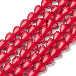 Heart Synthetic Turquoise Beads Strands, Dyed, Red, 12x12x5mm, Hole: 1mm, about 36pcs/strand, 15.7 inch(X-TURQ-I019-12mm-01)