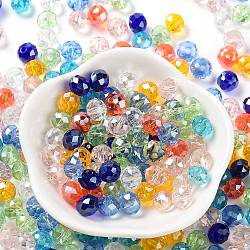 Glass Beads, Faceted, Rondelle, Mixed Color, 10x8mm, Hole: 1mm, about 67pcs/60g(EGLA-A034-SM10mm-46)