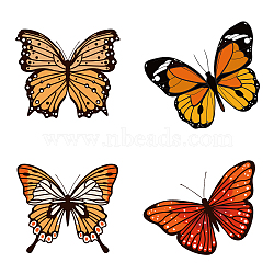 PVC Window Sticker, Flat Round Shape, for Window or Stairway  Home Decoration, Butterfly Pattern, Sticker: 16x16cm, 4 styles, 1pc/style, 4pcs/set(DIY-WH0235-041)