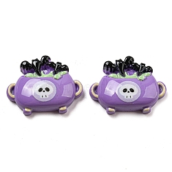 Halloween Opaque Resin Decoden Cabochons, Dark Orchid, Skull Cup, 21x28x7mm(CRES-H002-02F)