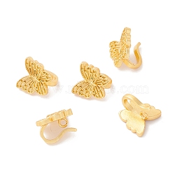 Rack Plating Brass S Hook Clasps, Long-Lasting Plated, Lead Free & Cadmium Free, Butterfly, Matte Gold Color, 10x11mm, Hole: 1.5mm(KK-M223-03MG)