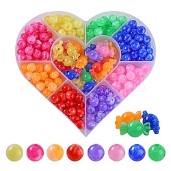 240Pcs 9 Colors Acrylic Beads, Imitation Gemstone, Round, Mixed Color, 10mm, Hole: 1.6mm(MACR-YW0001-71)