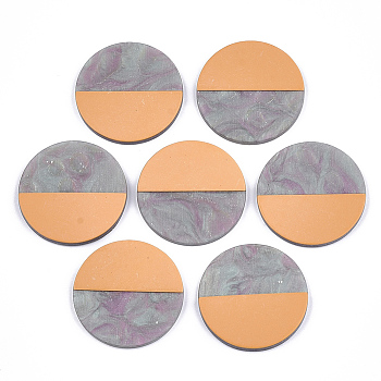 Resin Cabochons, Two Tone, Flat Round, Sandy Brown, 30x3mm