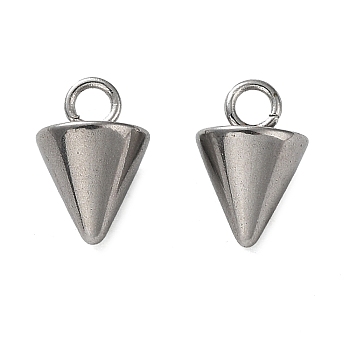 304 Stainless Steel Charms, Cone Charm, Stainless Steel Color, 9x6mm, Hole: 1.8mm