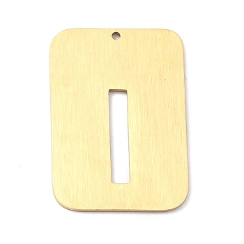 Ion Plating(IP) 304 Stainless Steel Pendants, Rectangle with Alphabet, Hollow, Letter.I, 32x22x1mm, Hole: 1.5mm