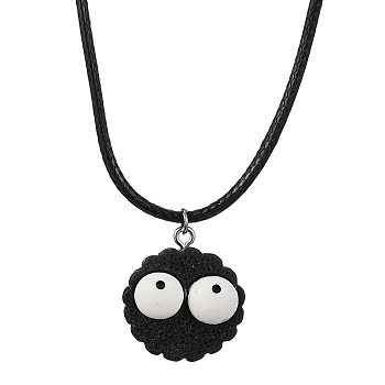 Cartoon Cookies Resin Pendant Necklaces, with Imitation Leather Cords, Black, 17.72 inch(45cm)