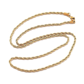 Brass Chain Necklaces, Torsion Chain, Real 18K Gold Plated, 23.94 inch(608mm)