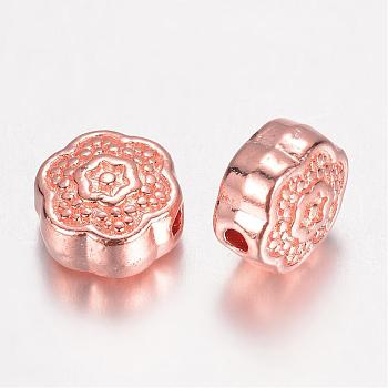 Alloy Beads, Flower, Rose Gold, 7.5x4mm, Hole: 1mm