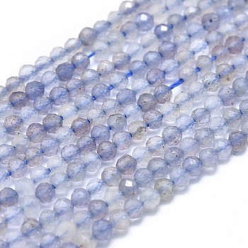Natural Cordierite/Iolite/Dichroite Round Beads Strands, Faceted, Round, 2mm, Hole: 0.3mm, about 197pcs/strand, 15.16 inch(38.5cm)