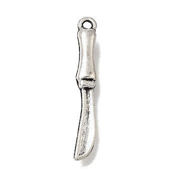 Tibetan Style Alloy Pendants, Knife Charms, Antique Silver, 25x3.5x2mm, Hole: 1mm