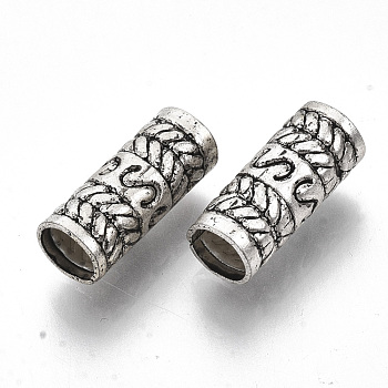 Tibetan Style Alloy Beads, Large Hole Beads, Cadmium Free & Lead Free, Column, Antique Silver, 14x5.5mm, Hole: 4mm, about 1041pcs/1000g
