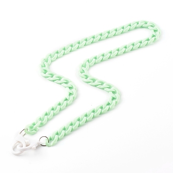 Personalized Acrylic Curb Chain Necklaces, Eyeglass Chains, Handbag Chains, with Plastic Lobster Claw Clasps, Pale Green, 24 inch(61cm)