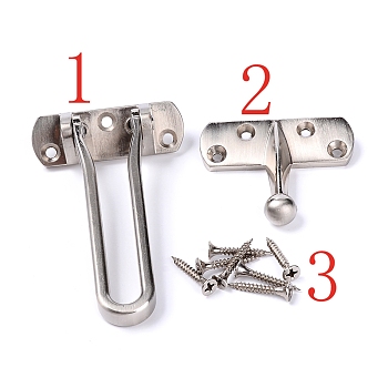 Stainless Steel Swing Bar Door Lock, Anti-Theft Clasp Back Locking Accessories, Stainless Steel Color, 10.15x6.35x2cm, Hole: 4.5mm