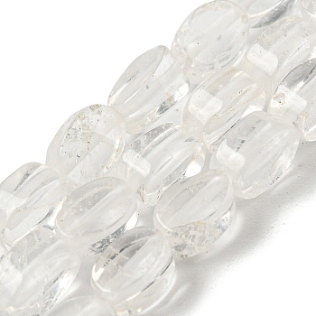 Natural Quartz Crystal Beads Strands, Rock Crystal Beads, Flat Oval, 6~6.5x4~4.5x2.5mm, Hole: 0.6mm, about 64pcs/strand, 15.94''(40.5cm)