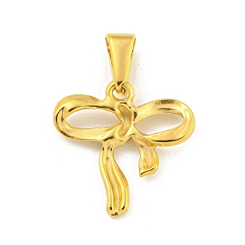 Ion Plating(IP) 304 Stainless Steel Pendants, Bowknot Charm, Golden, 19x19x3mm, Hole: 8x3.5mm