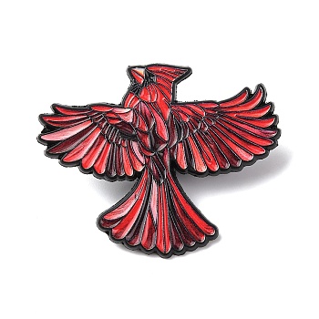 Cardinal Bird Enamel Pins, Alloy Lapel Pin Backs for Backpack Clothes, Black, Dark Red, 32x40mm