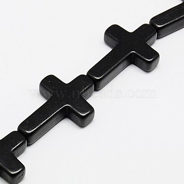 20mm Black Cross Synthetic Turquoise Beads