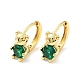 Green Cubic Zirconia Bear Hoop Earrings(EJEW-C028-06G)-1