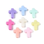 Opaque Plastic Beads, Cross, Mixed Color, 15.5x12x4.5mm, Hole: 2mm, about 1250pcs/500g(KY-N025-17)