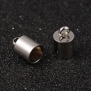 304 Stainless Steel Cord Ends, End Caps, Stainless Steel Color, 11x7mm, Hole: 2~3mm, Inner Diameter: 6mm(STAS-M250-08)