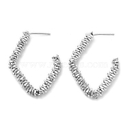 Rack Plating Brass Beaded Rhombus Stud Earrings for Women, Long-Lasting Plated, Lead Free & Cadmium Free, Platinum, 34x26x4mm(EJEW-D059-30P)