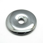 Non-magnetic Synthetic Hematite Pendants, Donut/Pi Disc, Grade AA, Donut Width: 20mm, 50x9mm, Hole: 10mm(X-G-F162-01I)
