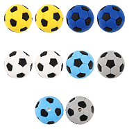 10Pcs 5 Colors Football Food Grade Eco-Friendly Silicone Beads, Chewing Beads For Teethers, DIY Nursing Necklaces Making, Mixed Color, 18~19mm, Hole: 2~3mm, 2pcs/color(SIL-GO0001-19)